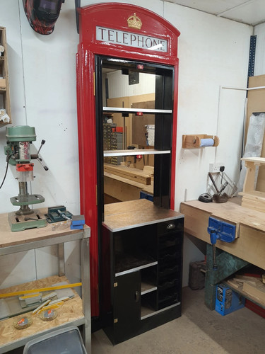 Red telephone box - red, booth