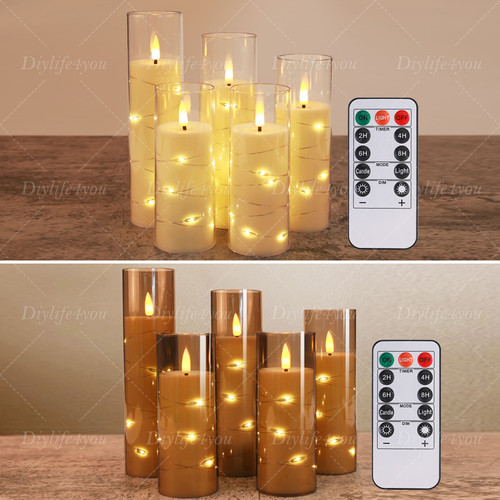 5pcs set flameless led pillar - set,