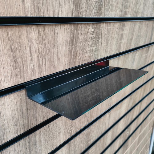 Black acrylic slatwall shelves - slatwall,
