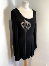 Isabel De Pedro mini Dress Size 12 floral tunic top Black  jersey Stretch floral