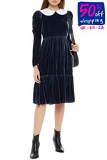 RRP€340 GHOST LONDON Velour A-Line Dress Size XS Silk Blend Tiered Pearl Beads