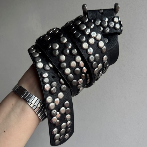 Y2k black leather studded - y2k, belt