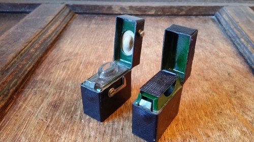 Antique leather travel - leather, inkwell