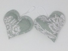 Pair of Heart Door Hangers in Laura Ashley Lloyd Sage Green ~Handmade Gift