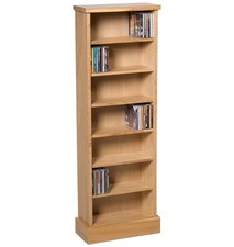 CD Storage Rack, Wooden Shelving Tower Unit, Oak Display Cabinet, Bookshelf