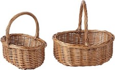 BH Natural Wicker Basket With Handle Flower Arrangement Shopping Organising x 2