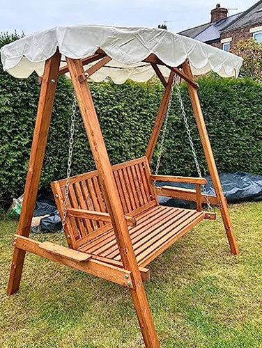 Wooden garden swing bench - garden,