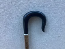 Buffalo Horn Shepherds Crook Half Turn Part Snakeskin Hazel Walking Stick No.7