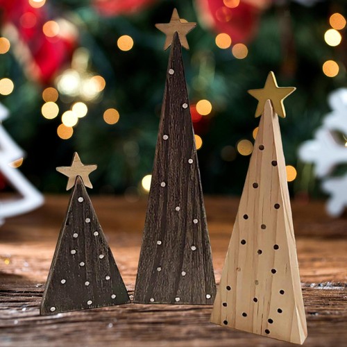 3pcs wooden christmas - christmas, tree