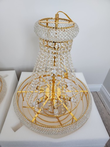 Gold ceiling chandelier - gold, light