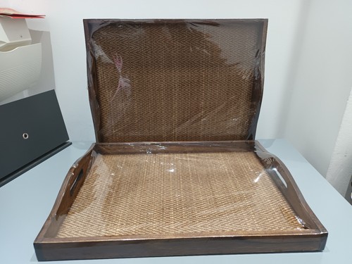 Set large wooden trays - of,