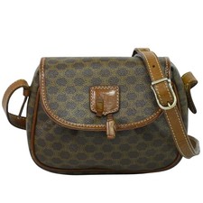 CELINE Macadam PVC Shoulder Crossbody Bag Brown Gold