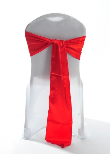 Red satin wedding chair sashes - red,