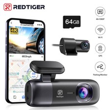 Redtiger Dash Cam Car Front Rear 4K, WiFi GPS Car Camera with 64GB Card