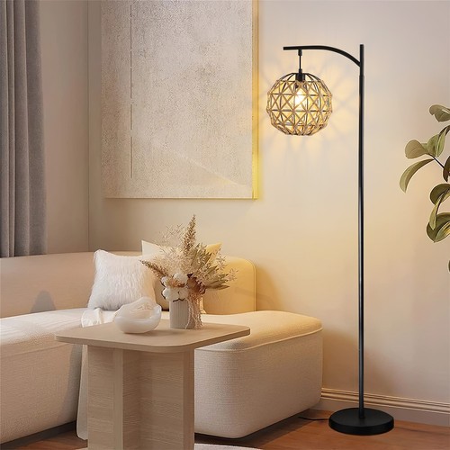 Vintage floor lamp with - lamp, rattan