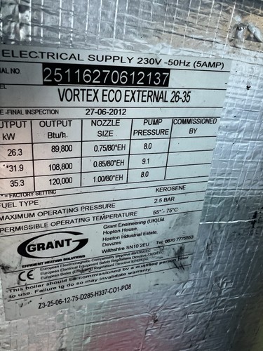 Grant vortex eco - eco, boiler