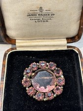 Antique Amethyst Paste Wreath Brooch Pin Georgian/Victorian Purple Cluster