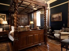 SUPER-KING Four Poster Bed-Solid Mahogany-ANTIQUE WALNUT  new HEIGHT 210cms