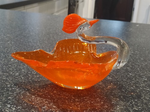 Retro orange glass - swan, shaped
