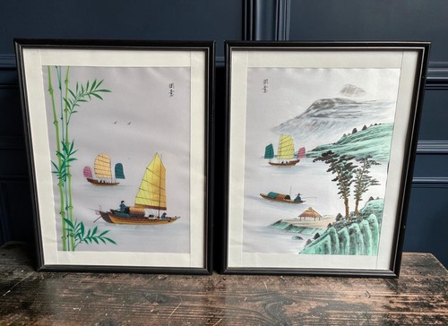 Vintage chinese silk - vintage, paintings