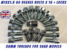 Alloy Wheel Bolts + Locks Fits Saab 9-3 9-5 93 95 Models M12x1.5 28mm Threads