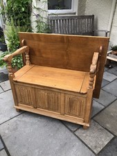 Antique Oak Monks Bench /