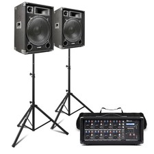 MAX 15" Passive Speaker PA System with PDM-C805A Powered Stage Mixer and Stands