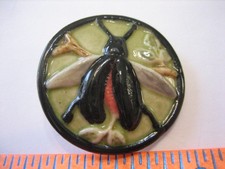 Vintage Reproduction 1-3/16" Porcelain Picture Button, Insect Bug - E3