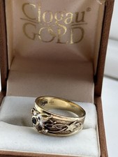 9ct Clogau Welsh Gold Ring With Blue Topaz & Diamonds Size P