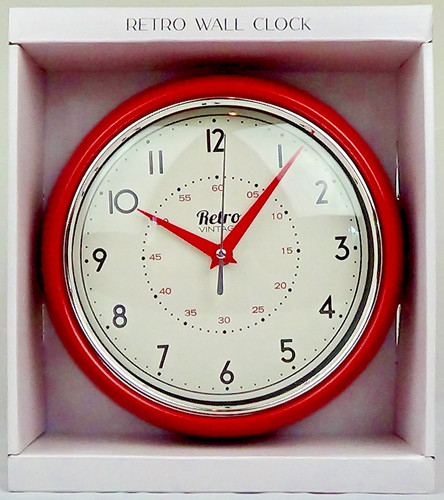Retro red wall clock - retro,