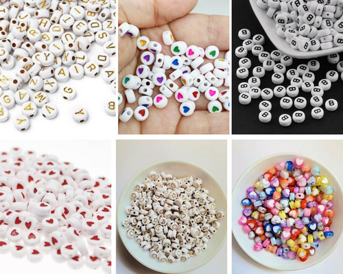 100 alphabet letter beads 7mm - 100,