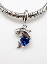 Shark Dangle Charm Blue Heart