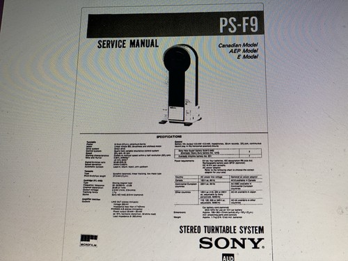 Sony service manual - ps-f9,