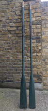 VINTAGE  WOODEN BOAT  OARS - LEATHER COLLARS -  206/213CM