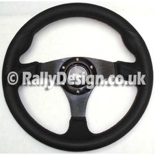 Steering Wheel 320mm  Black Leather Black Spokes Fits OMP Race Rally SVi-4119BB