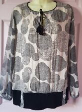 Trend By Captain Tortue Top Blouse Festival Tassel Sheer Sleeved Boho Look Sz 12