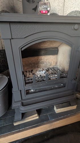 Wood burning stove - burning,