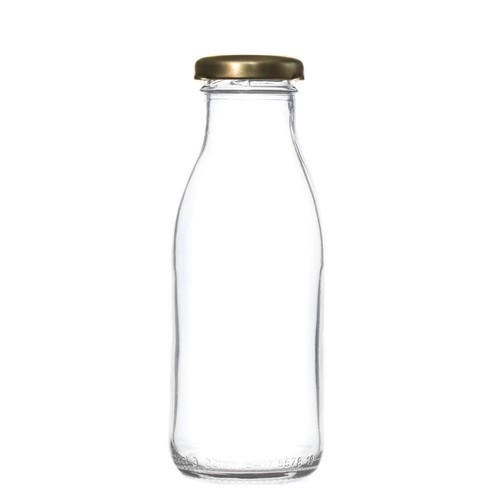 250ml glass milk bottle and - milk,