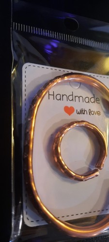 Copper ring bracelet set - copper,