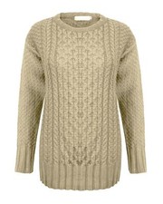 LADIES WOMEN ARAN CABLE KNIT