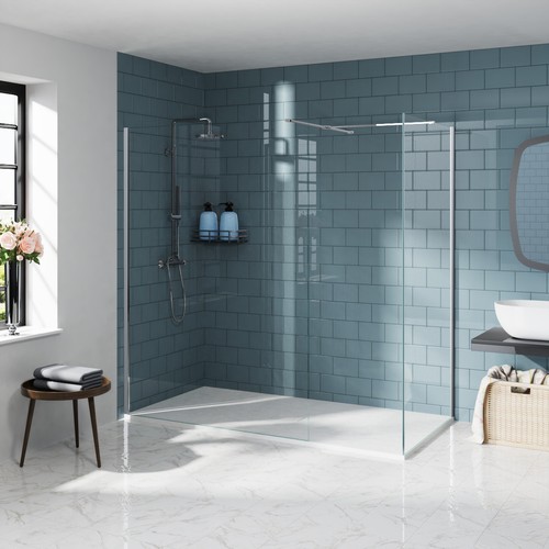Walk shower enclosure wet - in,
