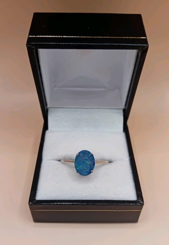 Opal doublet silver ring - opal,