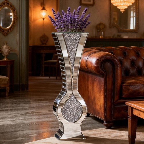 Diamond silver mirror vase - diamond,