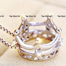 925 Sterling Silver 3D Queen Crown Necklace Pendant Gift for Mum Wife Daughter