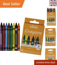 8 Pack Non-Toxic Assorted Color Wax Crayons for Kids - Arts & Crafts Delight