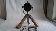 BarcelonaLED Table Lamp Tripod Height Adjustable Wooden Vintage