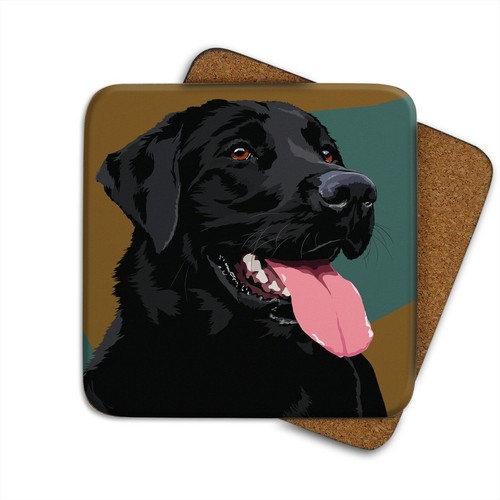Black labrador coaster - coaster, |