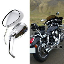 Pair Motorcycle Side Mirrors Chrome Oval M10 Rearview For Kawasaki Vulcan 1500