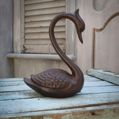 Cast iron brown swan - swan, ornament