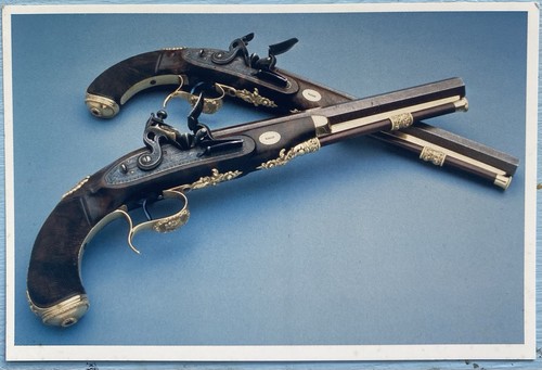 Postcard duelling pistols - duelling,